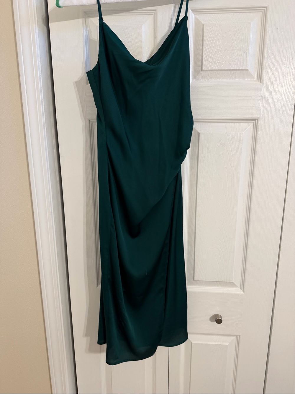 Emerald Green Slip Dress with Drape Neckline